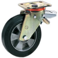 Vollgummi VG-Räder Sigma Elastic, Alukern, Lenkrolle mit Platte P, mit einstellbarer Bremse